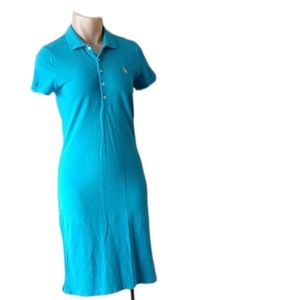 💛 Ralph Lauren Sport Aqua Blue Polo Dress Collard Shift